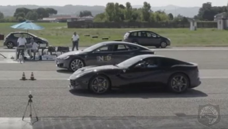 WATCH: Tesla Model S P100D Vs Ferrari F12 - Who Walks Away The Victor At The Track?